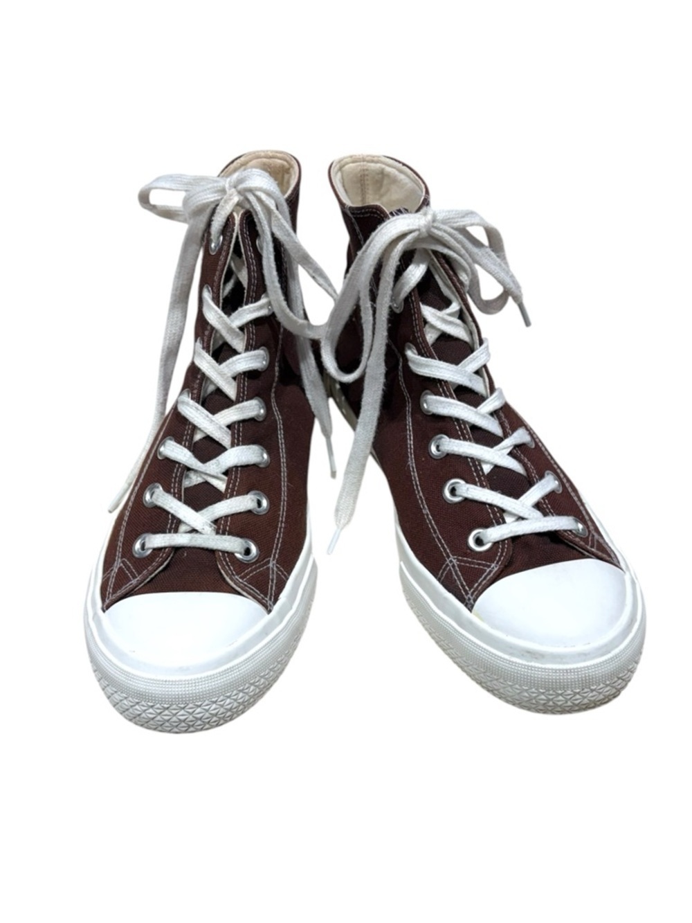 Sincerely Jules Brown High-Top Canvas Sneakers with White Trim Size 9